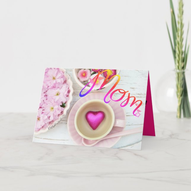Pink Floral MOM Mother's Day Card (Front)