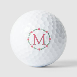 Pink Floral Monogram Golf Balls