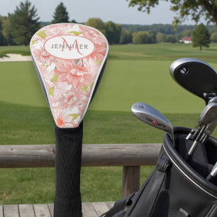 Pink Floral Monogram Personalised Name Golf Head Cover