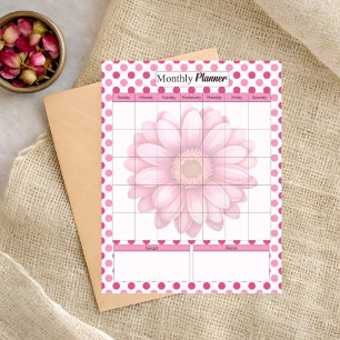 Pink Floral _ Monthly Planner Notepad