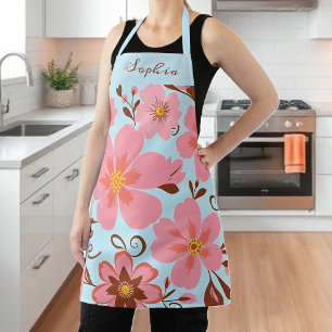 Pink Floral Mood – Pastel Vibes-Retro Flowers Apron