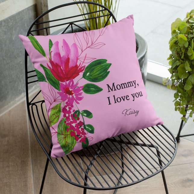 Pink Floral Mother Gift throw pillows (Creator Uploaded)