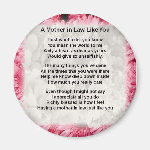 Pink Floral -  Mother in Law Poem Magnet