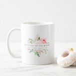 Pink Floral Mother of the Bride Coffee Mug<br><div class="desc">Chic and elegant pink floral design features the title Mother of the Bride and 1 line of personalised text below. All of the text can be edited, the colour, font and size changed. Make one for each of the bridal party. It will look great in your getting ready photos. This...</div>
