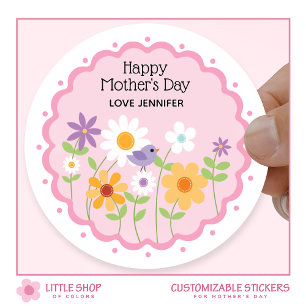Pink Floral Mother’s Day Classic Round Sticker
