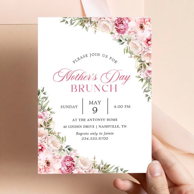 Pink Floral Mother's Day Brunch Party Invitation (Creator Uploaded)