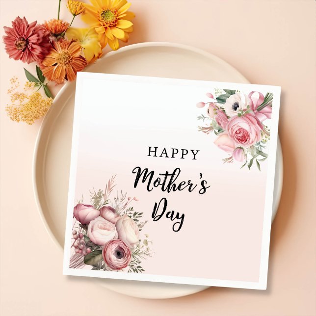 Pink Floral Mother's Day Brunch Party Napkin (Creator Uploaded)