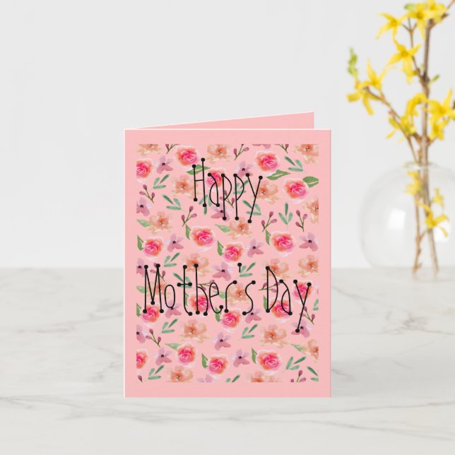 Pink floral Mother's Day Card (Yellow Flower)
