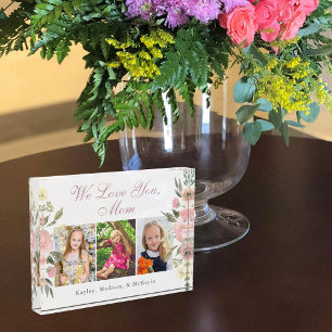 Pink Floral Mother's Day Collage We Love Mum Photo Block