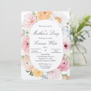 Pink floral Mother's Day Invitation