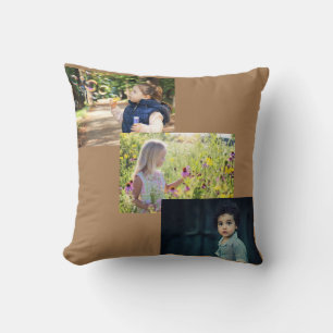 Pink Floral Mother's Day Mama's three photo cubs Cushion