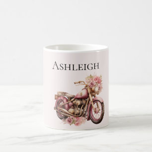 Pink Floral Motorcycle   Coffee Mug