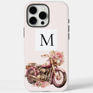 Pink Floral Motorcycle Monogram  iPhone 16 Pro Max Case
