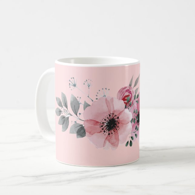 Pink Floral Mug (Front Left)