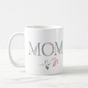 Pink Floral Mum Design with Names Coffee Mug