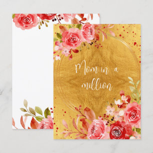 Pink Floral Mum in a Million Mother's Day Gold Postcard