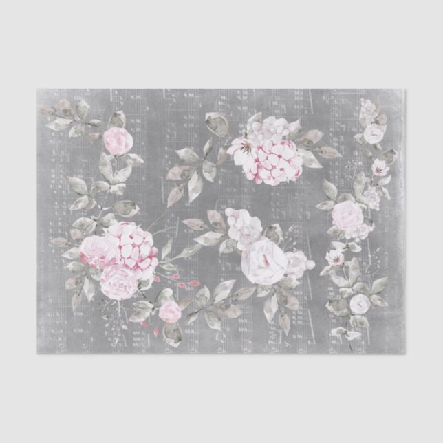 pink floral music grey sheet (Front)