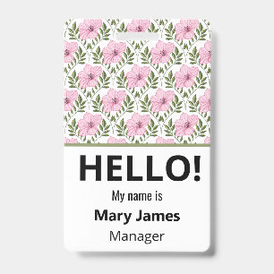 Pink floral Name Lanyard Personalized ID Badge