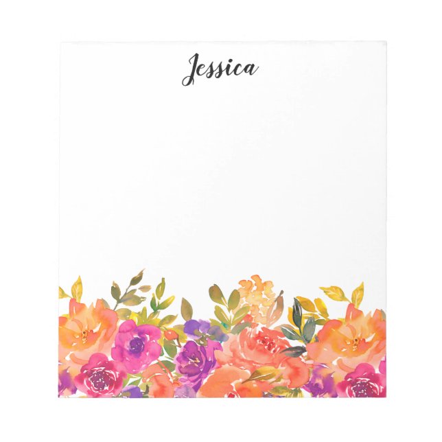 Pink Floral Name  Notepad (Front)