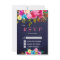Pink Floral Navy Blue Chalkboard  RSVP card