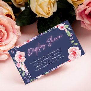 Pink Floral & Neon Bridal Shower Display Shower Enclosure Card