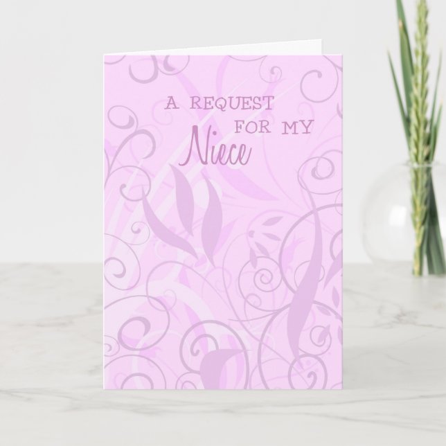 Pink Floral Niece Flower Girl Invitation Card (Front)