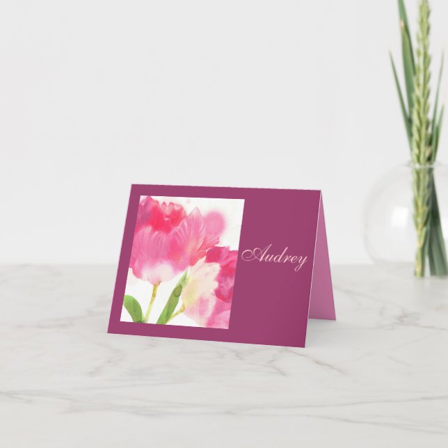 Pink Floral Note Card (Front)