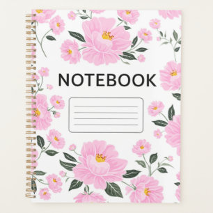 Pink Floral Notebook Cover Elegant Rose Flower J Planner