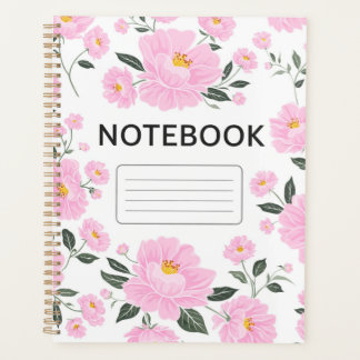 Pink Floral Notebook Cover | Elegant Rose Flower J Planner