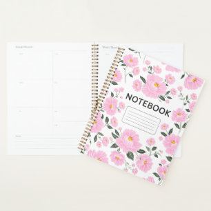 Pink Floral Notebook Cover Elegant Rose Flower Planner