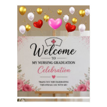 Pink Floral Nursing Graduation Welcome Sign 2026, 
