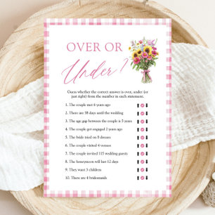 Pink Floral Over Or Under Bridal Shower Game Invitation
