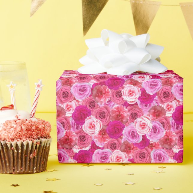 Pink Floral Oversized Shower Birthday Wedding Wrapping Paper (Birthday Party)