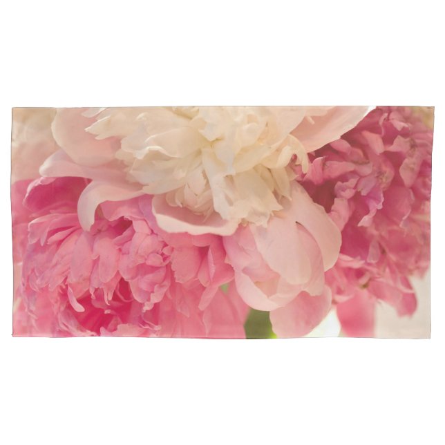 Pink Floral Pair of Pillowcases, King Size Pillowcase (Front-Left)