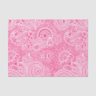 Pink Floral Paisley On White Changeable Background Tissue Paper
