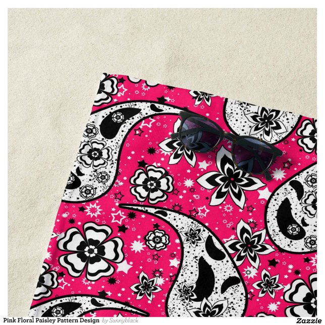 Pink Floral Paisley Pattern Design  Beach Towel (Creator Uploaded)