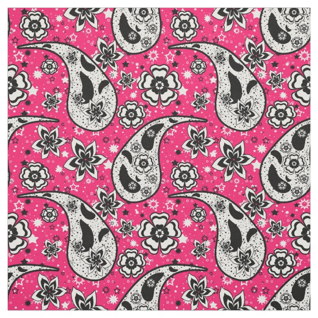 Pink Floral Paisley Pattern Design  Fabric (Swatch)