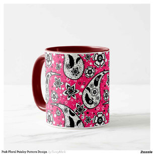 Pink Floral Paisley Pattern Design  Mug