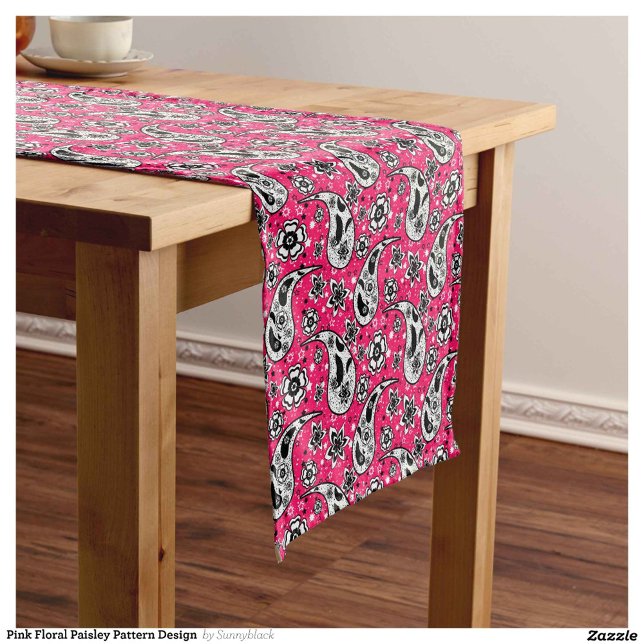 Pink Floral Paisley Pattern Design  Short Table Runner (Creator Uploaded)
