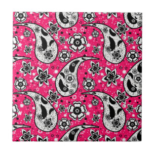 Pink Floral Paisley Pattern Design Tile