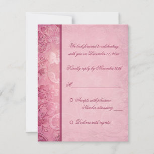 Pink Floral Paisley Reply Card