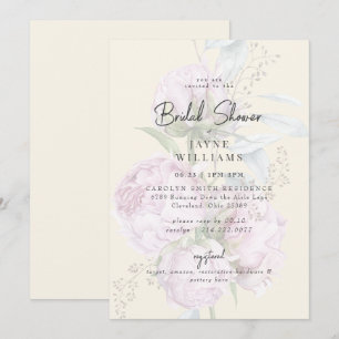 Pink Floral Pale Yellow Bridal Shower  Invitation