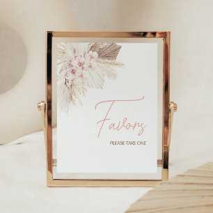 Pink Floral Pampas Boho Baby Shower Favours Poster