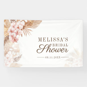 Pink Floral Pampas Grass Boho Bridal Shower Banner