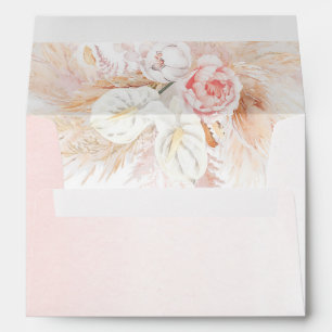 Pink Floral Pampas Grass Elegant Boho Envelope