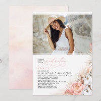 Pink Floral Pampas Grass Graduation Photo