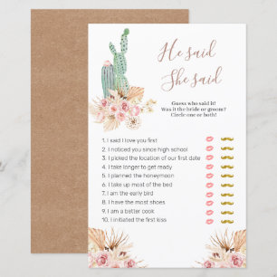 Pink Floral Pampas Grass He said She said Games