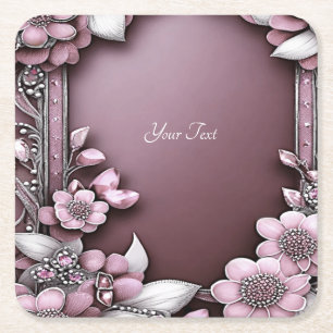 Pink Floral Paper Coaster