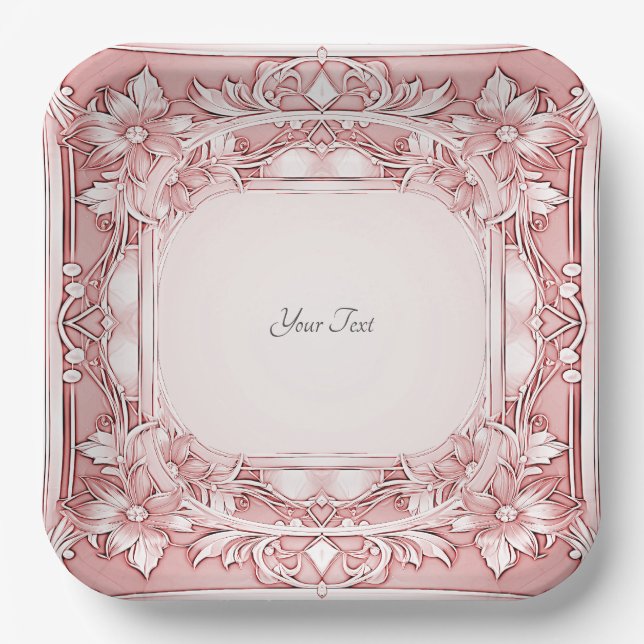 Pink Floral Paper Plate (Front)