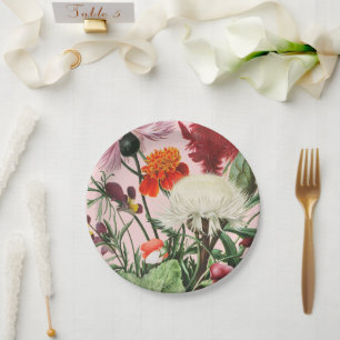 Pink Floral Paper Plate